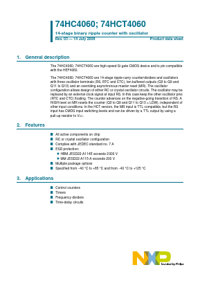 74HC4060PW Datasheet PDF NXP Semiconductors.