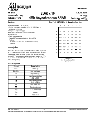 GS74117AX Datasheet PDF Giga Semiconductor