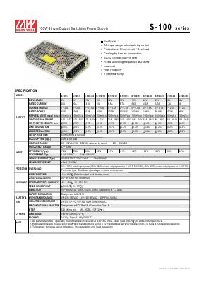 S-100-7.5 Datasheet PDF Mean Well Enterprises Co., Ltd.