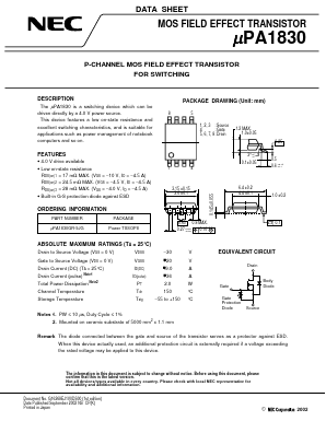 UPA1830GR-9JG Datasheet PDF NEC => Renesas Technology