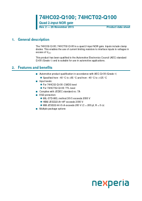 74HC02-Q100 Datasheet PDF Nexperia B.V. All rights reserved