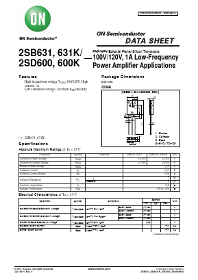 D600 Datasheet PDF ON Semiconductor