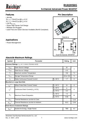 RU8205BG Datasheet PDF Ruichips Semiconductor Co., Ltd