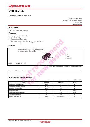 2SC4784 Datasheet PDF Renesas Electronics